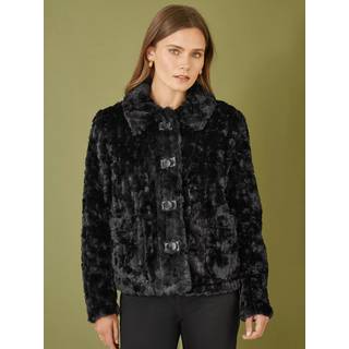 Yumi Luxe Textured Faux Fur Jacket With Pockets42