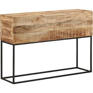 Konsolbord 110X30X75 Cm Massivt Ru Mangotræ Og Jern