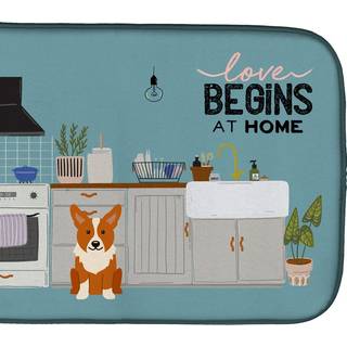 """" Caroline's Treasures CK7804DDM Corgi Kitchen Scene Dish-Drying-Mats 14 X 21 Multicolor """"