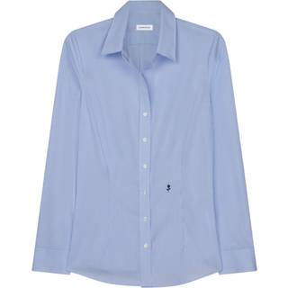 Seidensticker SN080619 Women´s Blouse Slim Fit Check/Stripes Long Sleeve New Striped Light Blue - White 42