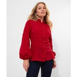 Joe Browns Joe Browns Red Frilly Neck Broderie Embroidered Long Sleeve Blouse