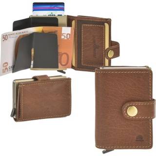 Karten Portemonnaie Leder 7x10cm mit Scheinfach und Münzfach BOX "Vintage" cognac | Greenburry 1455-24