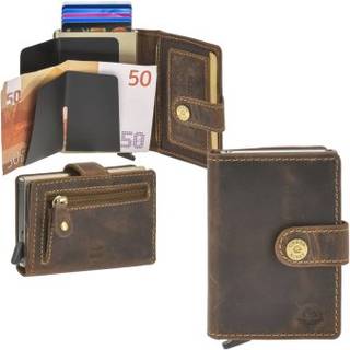 Leder 7x10cm mit Scheinfach und Münzfach ZIP "Vintage" antikbraun | Greenburry 1450-25