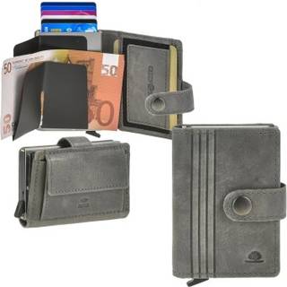 Kartenetui Leder 7x10cm mit Scheinfach und Münzfach COIN "Vintage" grau | Greenburry 1454-29