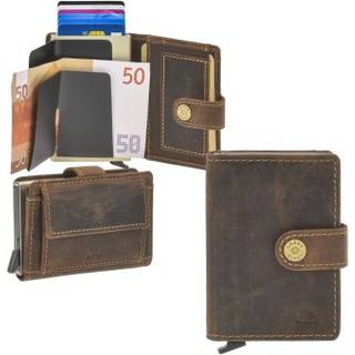 Karten Portemonnaie Leder 7x10cm mit Scheinfach und Münzfach COIN "Vintage" antikbraun | Greenburry 1451-25