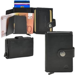 Kartenetui Leder 7x10cm mit Scheinfach und Münzfach BOX "Vintage" schwarz | Greenburry 1455-20
