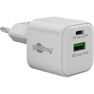 USB-C PD GaN Dual hurtigoplader 20W (USB-A/USB-C),  Hvid