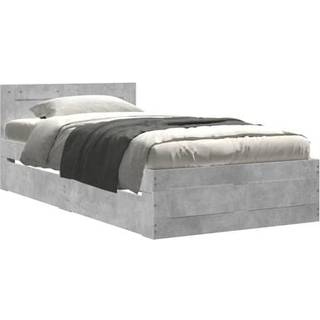 Sengeramme Med Sengegavl Konstrueret Træ - Betongrå / 75 x 190 cm