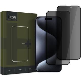 iPhone 16 Plus Hofi Glass Pro+ Skærmbeskyttelse m. Privacy - Case Friendly - 2-Pak - Sort Kant
