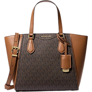 MK Taryn Small Signature Logo and Leather Convertible Crossbody Bag - Brown - Michael Kors - ONE SIZE
