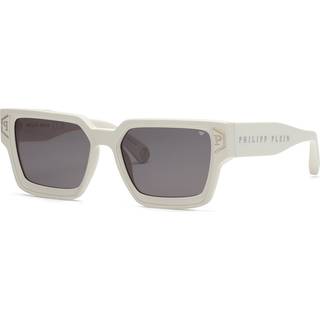 Philipp Plein Mand SPP005V PLEIN BRAVE SHADE 06VC Solbriller Acetat Hvid Røg Firkantet Normal