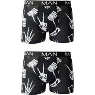 Mens Black Man Skeleton Hand Printed Boxers