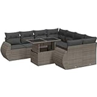 Sofasæt Til Haven 9 Dele Med Hynder Polyrattan Sort - Grå / med opbevaring