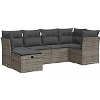 sofasæt til haven 6 dele med hynder polyrattan grå