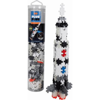 Plus Plus Mini Tube Saturn V Rocket - 240 byggeklodser - med klodser som lyser i mørket