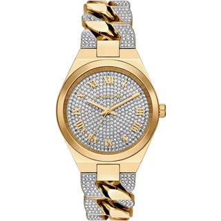 MK Lennox Pavé Gold-Tone Curb-Link Watch - Gold - Michael Kors - ONE SIZE