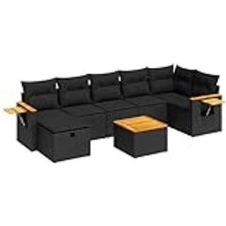 sofasæt til haven 8 dele med hynder polyrattan sort