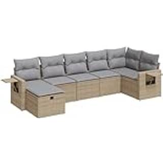 Sofasæt Til Haven 8 Dele Med Hynder Polyrattan - beige og grå / med opbevaring