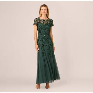 Adrianna Papell Bead Lang Kjole Med Godets46