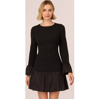 Adrianna Papell Adrianna Papell Crepe And Taffeta Midi Black Dress