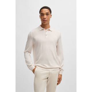 Strikket polosweater med lange ærmer i italiensk, ny uld