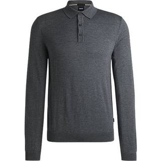 Strikket polo i ny uld med regular fit