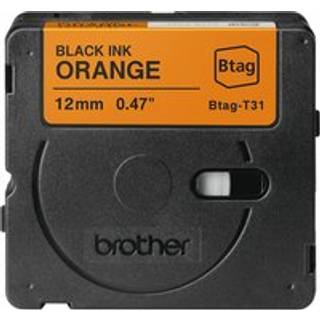 Brother BTAG-L33 labeltape, Sort på orange 12mmx4meter