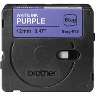 Brother BTAG-F35 labeltape, 12mm, hvid på lilla