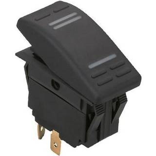 Returfjedrende strømafbryder, 4-polet, (På)-Av, 12 V, 15 A, med belysning, sort