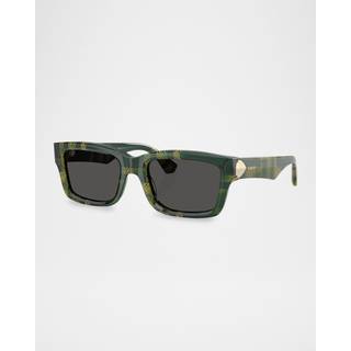 Burberry BE4443F Asian Fit 412587 55 Solbriller Kvinder Grøn - Checkered Green - 55mm