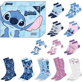 STITCH - Blue&Pink - Gift Box - 12 Pairs of Socks (S 3-7,5)
