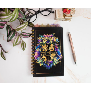 Harry Potter Hogwarts Crests 5-fan Spiral Notebook Journal