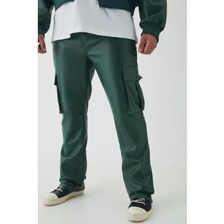 Mens Forest Plus PU Cargo Stacked Flared Trousers