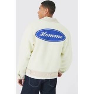 Mens Homme Borg And Cord Harrington Jacket In Ecru