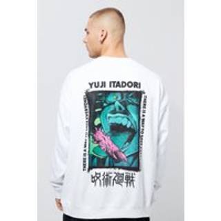 Mens White Oversized Jujutsu Kaisen License Sweatshirt