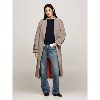 Herringbone Pure Wool Oversized Trench Coat