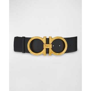 Ferragamo Gancini high-waist leather belt - black - 85CM