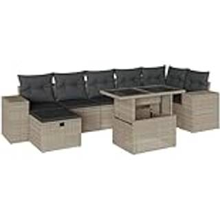 Sofasæt Til Haven 8 Dele Med Hynder Polyrattan - 1 / Lysegrå / uden opbevaring