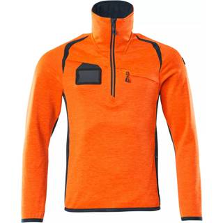 MASCOT ACCELERATE SAFE fleecetrøje med kort lynlås, hi-vis orange/mørk marine - XL