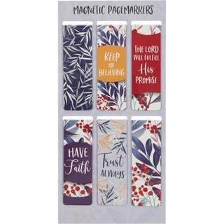 S?t med 6 elskede tro favoritter stoler altid inspirerende magnetisk bibelvers bogm?rke med skriftst?rrelse lille 2,3 """" x .75 """"