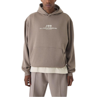 Mens Taupe Oversized Boxy M Graphic Hoodie