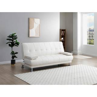 Sovesofa med klikklak-system i hvidt kunstlæder MAXIME II