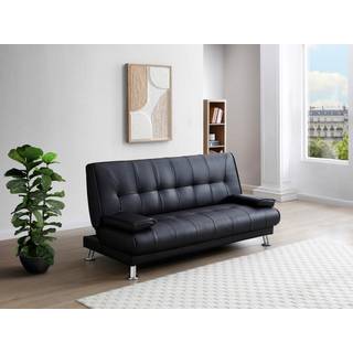 Sovesofa med klik-klak mekanisme i sort imiteret skind MAXIME