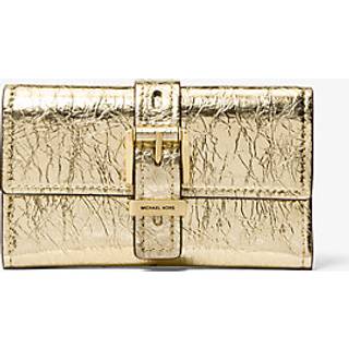 MK Nolita Medium Metallic Crackled Leather Tri-Fold Wallet - Gold - Michael Kors - ONE SIZE