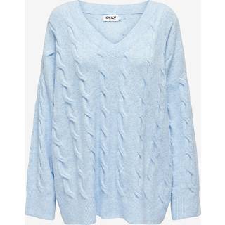 Only - Blå - Onljeanett Life L/S Cable V-Neck Cc - Small