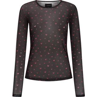 LIBERTÃ dame bluse MESH - BLACK RED HEARTS - XS