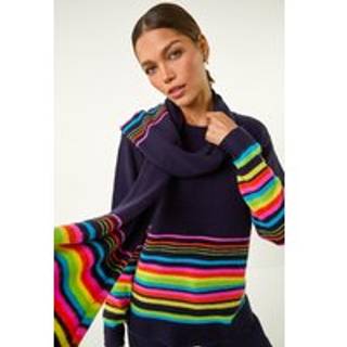 Roman Roman Black Border Stripe Scarf Knit Jumper