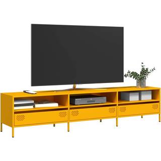 tv-bord 202x39x43,5 cm koldvalset stål sennepsgul