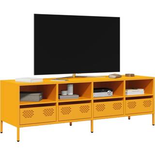 tv-bord 135x39x43,5 cm koldvalset stål sennepsgul