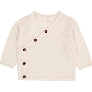 Copenhagen Colors Crossover cardigan m. hulmønster i merinould - CREAM